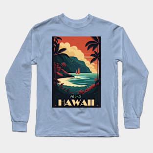 Aloha Hawaii travel poster Long Sleeve T-Shirt